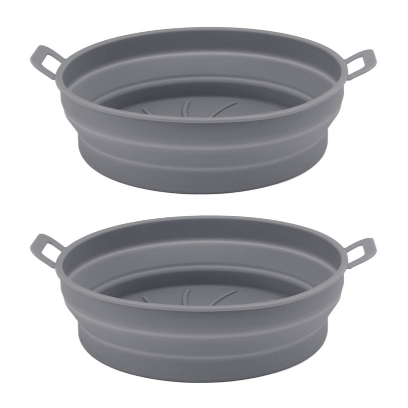 2 Pcs Silicone Air Cooker Pot With Handle Round Fryer
