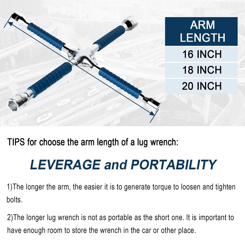 ETERNA Professional 16" Four Way Lug Wrench, Anti-slip Design Cross