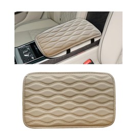 Wevdn - Cojín para consola central de coche, 12.48 x 7.40 pulgadas, impermeable, cómodo protector de reposabrazos de vehículo, accesorios para decoración de automóvil (beige)
