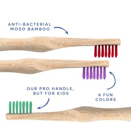 SMARTLIFECO Bamboo Toothbrushes for Kids – Ultra-Soft Bristles, Eco-Friendly & Biodegradable, Perfect for Children & Toddlers, Ergonomic, Multi-Colored, 6pk