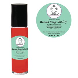 ZEKA PARFUMERIE Compare to Aroma and Compatible with Baccarat Rouge 540 by M. Francis for Woman and Men Fragrance Body Oil on 1/3 oz (9.86ml) size Roll-On Botlle