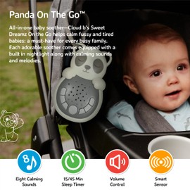 Cloud b Travel Comforting Sound Machine w/ Calming Light | 4 White Noise and 4 Lullabies | Re-Activating Smart Sensor | Sweet Dreamz On the Go™ - Panda
