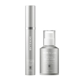 SKIN & LAB 2 Piece Set of 2 for Eyes and Haritsuya Skin - Vegan Retinol Serum, 1.0 fl oz (30 ml) + Vegan Bactol Eye Serum, 0.5 fl oz (15 ml), Serum, Includes Sample