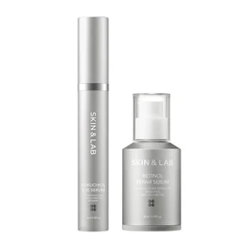 SKIN & LAB 2 Piece Set of 2 for Eyes and Haritsuya Skin - Vegan Retinol Serum, 1.0 fl oz (30 ml) + Vegan Bactol Eye Serum, 0.5 fl oz (15 ml), Serum, Includes Sample