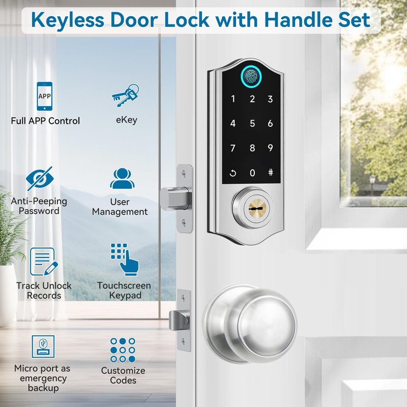 Harfo Fingerprint Smart Door Locks for Front Door with Handle
