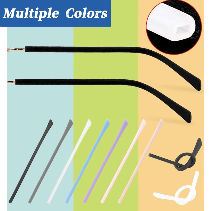 TORWOL Eyeglass Replacement Temples,Anti-Slip Long Silicone Glasses End Tips Ear