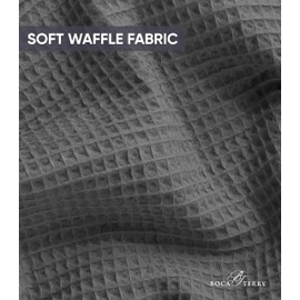 Waffle Robe for Women by BOCA TERRY, Soft Cotton Spa Robes for Summer, Lightweight Women's Knit Waffle Bathrobe, Kimono Style Bathrobes, Grey 2X (XXL)