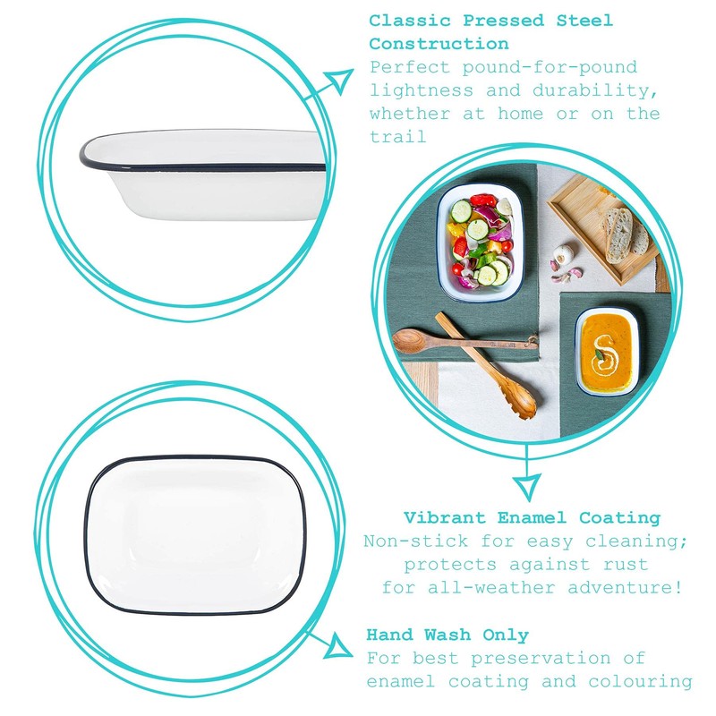 Argon Tableware 2 Piece White Enamel Pie Dishes Set -