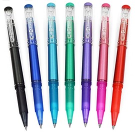 uni-ball TSI UF-222-07 Erasable Gel Ink Rollerball Pen - 0.7mm Nib - 1 of Each Colour - Pack of 7