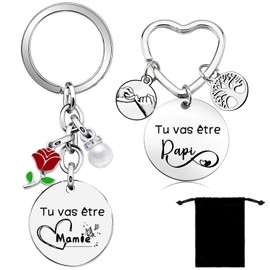 YZLPLP Gift announcement pregnancy grandpa and granny keyring 2 pieces keychains Christmas gifts present future grandparent grandpa announcement pregnancy original grandparent grandmother grandpa