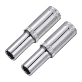 uxcell 2 Pcs 3/8 Inch Drive 9mm 6-Point Deep Socket, Metric, Steel with Chrome Plated