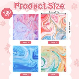 Pack of 400 Coloured Papers, 9.5 cm x 9.5 cm Origami Paper Double-Sided, Four Designs Origami Paper Set, Square Craft Paper, Colourful, Origami Paper for DIY School, Craft Projects, Painting