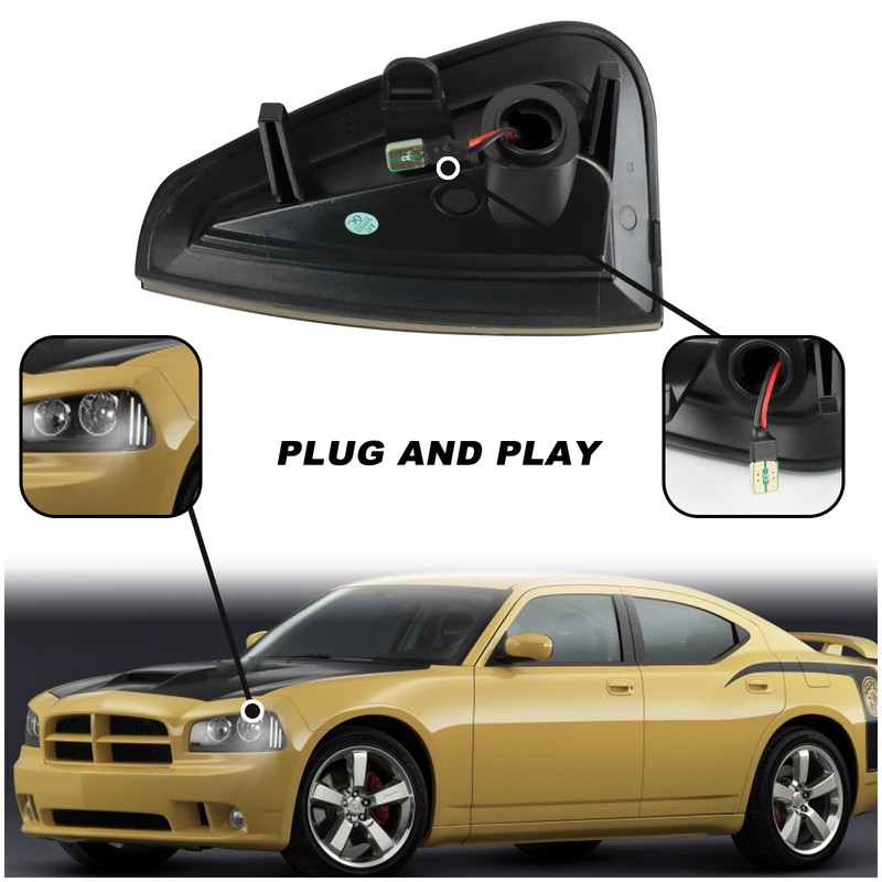 Smoke White Side Marker Light Compatible with Dodge Charger Daytona