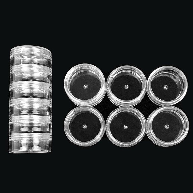 Beauticom® 5G/5ML Empty Round Transparent Stackable Plastic Embellishment Bead Glitter