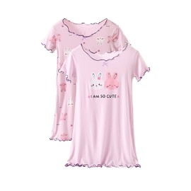 kiddook Girls' Nightgowns Flutter Sleeve Nightwear, Soft Sleepshirts, Nightdress Pajamas, 3-12 Years