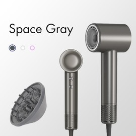 Yoole Plasma High-Speed Hair Dryer 110K RPM Advanced Plasma Technology  Thermo-Control & Ergonomic Design Ultra-Fast Drying for All Hair Types 【Autumn Promotion】 - Color: Space Gray