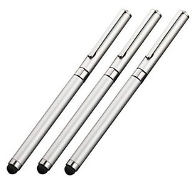 Tek Styz PRO Stylus + Pen Works for Plantronics Voyager 8200 UC Black P/N 211716-01 with Custom High Sensitivity Touch and Black Ink! [3 Pack-Silver]