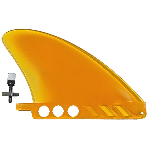 saruSURF 4.6" US Box Center fin Safety Flex Soft Replacement for Longboard SUP Stand up Paddleboard River Surf Whitewater airSUP AIR7 Skeg with Free 'No-Tool' Fin Screw (semi Transparent Yellow)