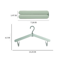 4 Pack Travel Hangers,Foldable Hangers,with Hidden Clips,Lightweight and Portable,Space Saving,Suitable for Skirts, Pants,Suits, Jackets, etc (Green)