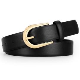 SANSTHS Fashion Womens Belt for Jeans Pants, Ladies Dress Waist Belt with Gold Buckle, Black S