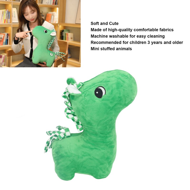 Plush Green Horse Toy Portable Mini Soft Comfortable Cute Fun