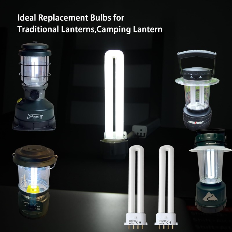 Ignixlite (2PACK) FLS/E9W Fluorescent Bulb,Replacement for Camping Lantern Bulb,4 Pin