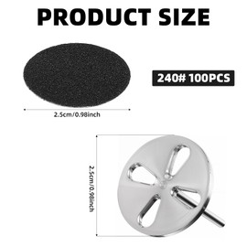 Pack of 100 Sanding Discs Pedicure Set 240 Grit Feet Grinder 25 mm Replacement Sandpaper Discs with Metal Bit Foot Nail Cutter Attachments Nail Cutter Bits for Electric Callus Manicure