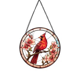 Cardinal Sun Catchers Cardinal Memorial Gifts, Cardinal Stained Glass Window Hanging, Cardinal Gifts for Women, Mom, Grandmother (Cardinal)