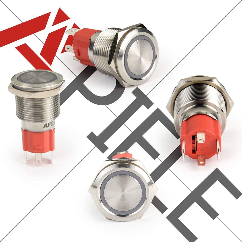 APIELE 10 Amp 19mm Latching Push Button Switch 110V-220V SPST