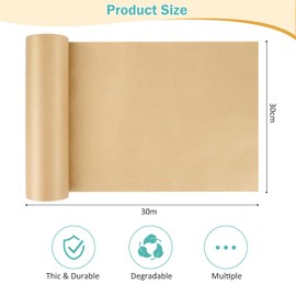 Brown Wrapping Paper Roll, MXTIMWAN Brown Kraft Paper Wrapping Paper Roll, Christmas Wrapping Paper Roll, Gift Wrapping Paper for Birthday Wedding Gift Wrapping, 30 x 300 cm / Roll