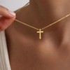 Turandoss Gold Cross Necklace for Women - Dainty 14K Gold