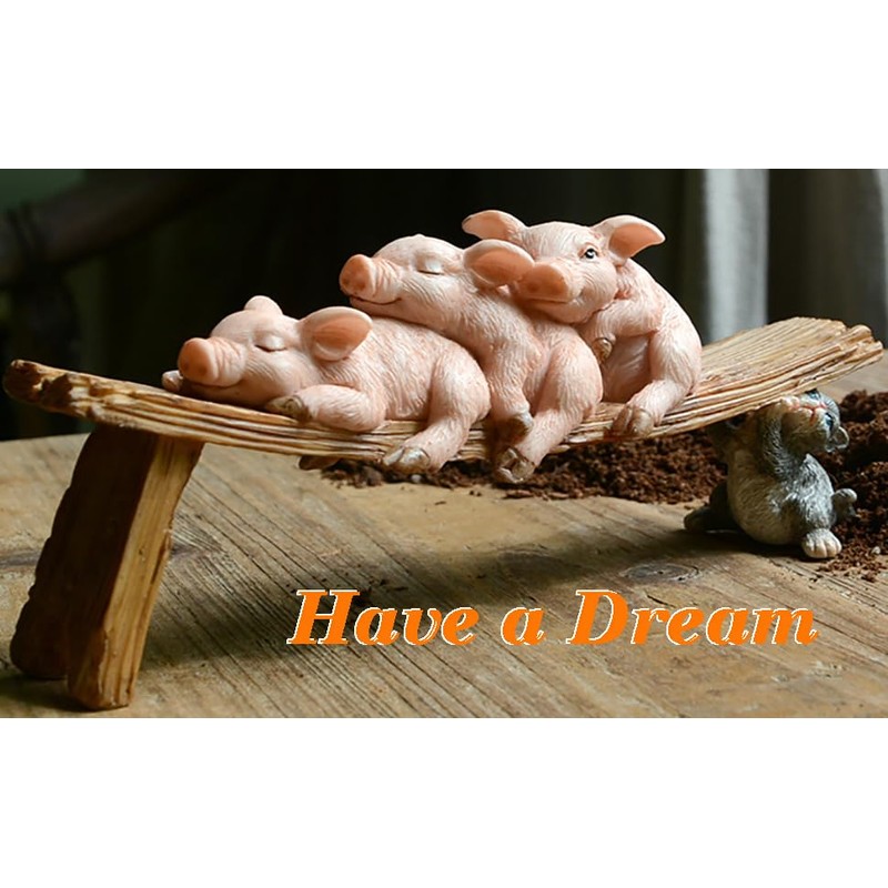 Gemmia Miniature Pig Figurine- Tired but Happy Pig