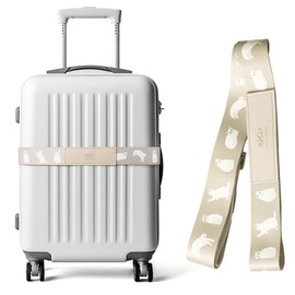 Luggage Straps for Suitcases,Adjustable Luggage Elastic Belt, Travel Essentials for Airport,Station, Vibrant Designs, White Cat
