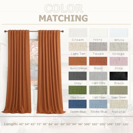 KOUFALL Burnt Orange Living Room Curtains 84 Inches Long,Fall Decorative Linen Window Blackout Curtains 84 Inch Length 2 Panels Set