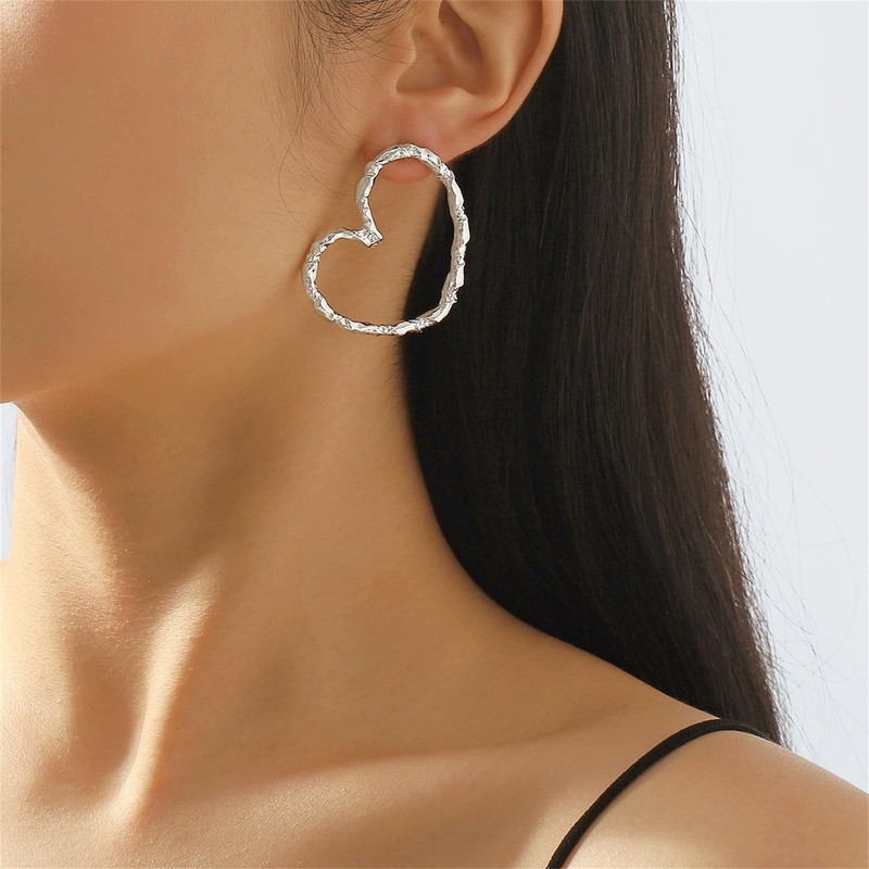 ALRNBY Gold Silver Heart Earrings for Women Dainty Heart Dangle