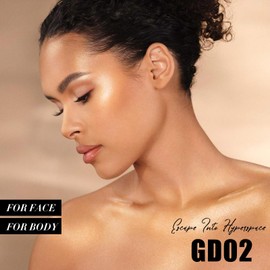 FOCALLURE Shimmer Face Highlighter Makeup Powder, Gel to Powder Glow Finish, Leaving a Lightweight & Healthy Radiance, Long Lasting Luminous Face Body Highlighter Makeup,GD02 Escape Into Hyperspace