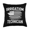 Irrigation Technician American Flag Apparel Design Throw Pillow