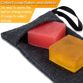 HINZIC Exfoliating Soap Bag for Soap Bar, Mesh Bar Soap Saver, Body Scrubber Foaming Pocket Pouch Gray Sponge Exfoliator for Shower and Bath Women Men
