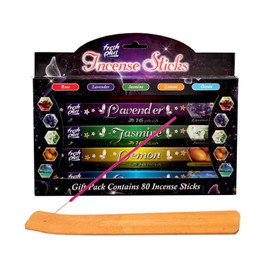 Incense Sticks Assorted Pack with Incense Holder, Rose,Lavender, Jasmine, Lemon, Ocean Each 16 Incense Sticks for Aromatherapy, Meditation, Cleansing and Church