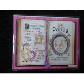 Gift for Poppy Princess Unicorn Mount with Special Verse and Choice of Photo Frame (Brown Frame)