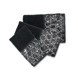 Popular Bath Sinatra Modern Bathroom Towel Set 3 Piece Towel Bath Towel, Hand Towel and Wash Towel Luxury Contemporary Decor Bling Mosaic Glass Black Bath Towel Sets Soft, Plush and Highly Absorbent