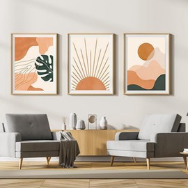 ZFTCN Modern Wall Poster Set, Natural Landscape Cat Tail Poster, Abstract Botanical Poster, Bohemian Decorative Poster Set, Frameless (3 Pieces - 20 x 30 cm, Poster 1)