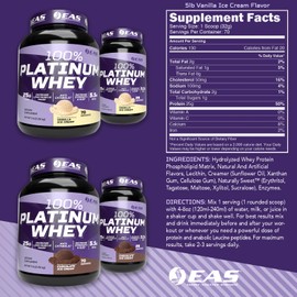 Experimental and Applied Sciences 100% Platinum | 3 Ultra-Platinum Whey Proteins | Increase Size & Strength | 25g Protein, 5.5g BCAAs | 2 Pound (Vanilla Ice Cream)