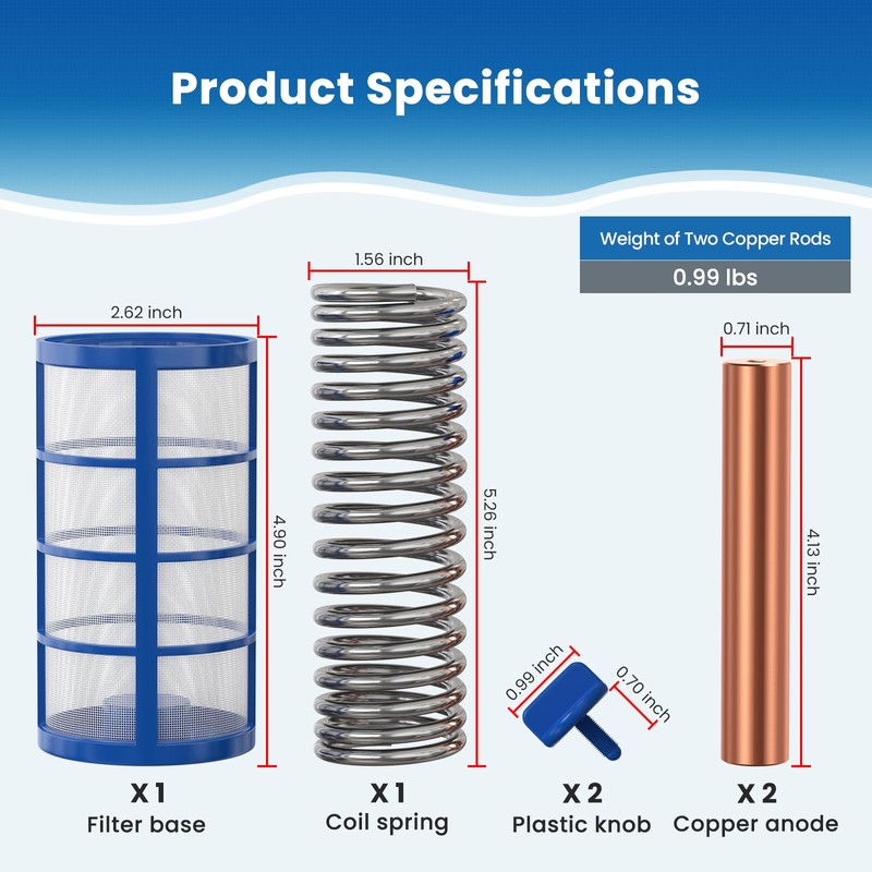 Troxlly Pool Ionizer Copper Replacement Kit - 2PCS Replacement Copper