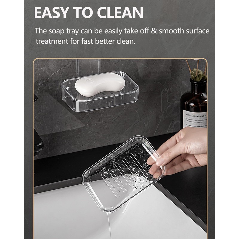 NEELEEN Soap Dish - Clear Suction Cup Soap Dish for
