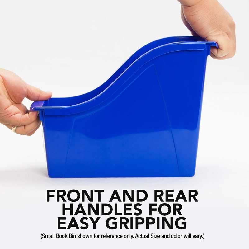Storex Large Book Bin, Interlocking Plastic Organizer for Home, Office