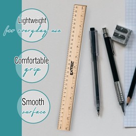 Rulers 4 Pack - Rulers 12 Inch, Wood Ruler with Metal Edge Great for School, Classroom, Home, and Office