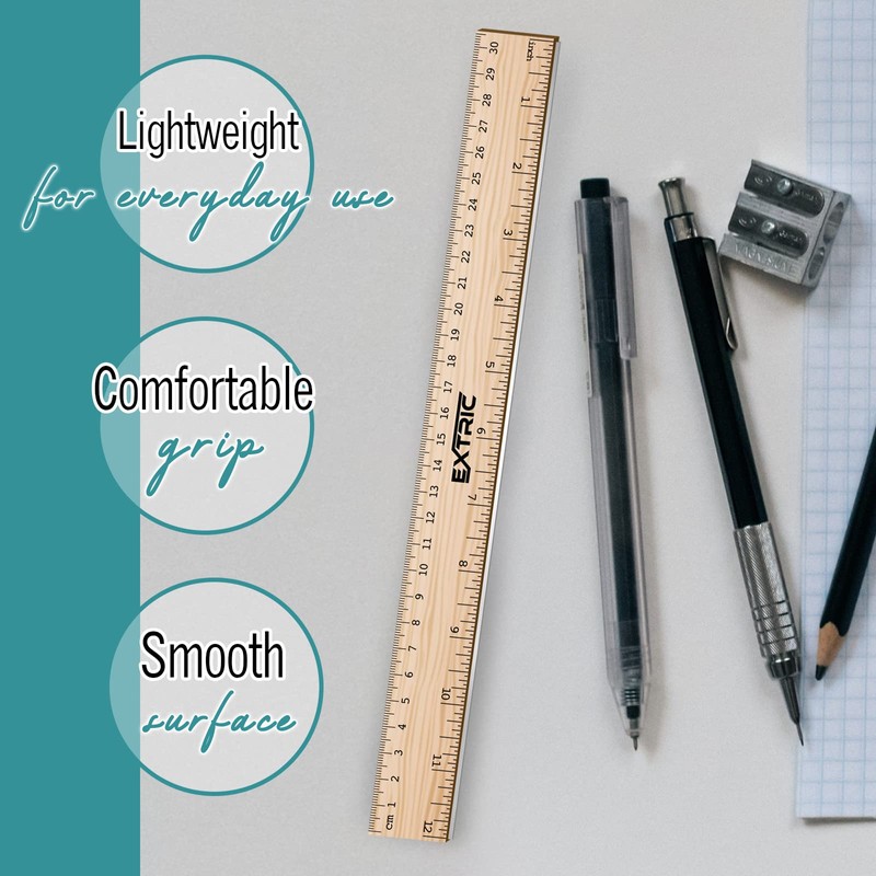Rulers 4 Pack - Rulers 12 Inch, Wood Ruler with