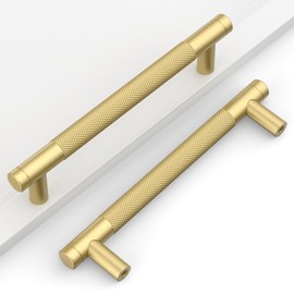 Coinkoly 10 Pack 5"(128mm) Gold Cabinet Pulls Knurled Kitchen Cabinet Handles Drawer Pulls Cupboard Hardware for Cabinets
