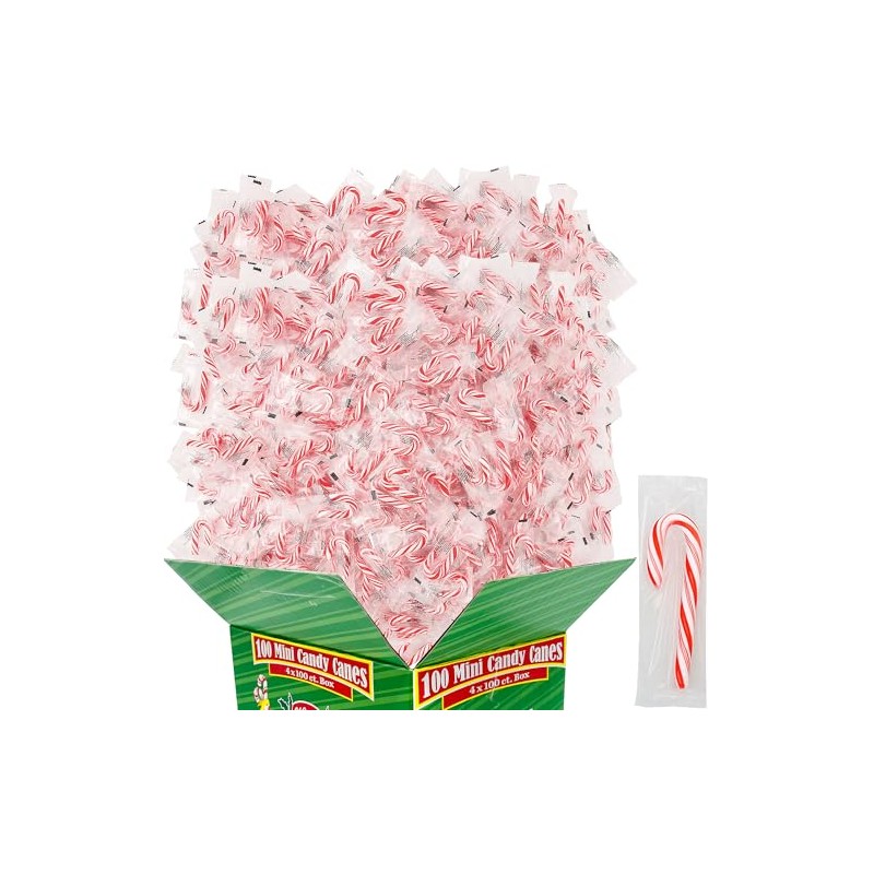 Mini Candy Canes Peppermint, Individually Wrapped - Flavored Red &